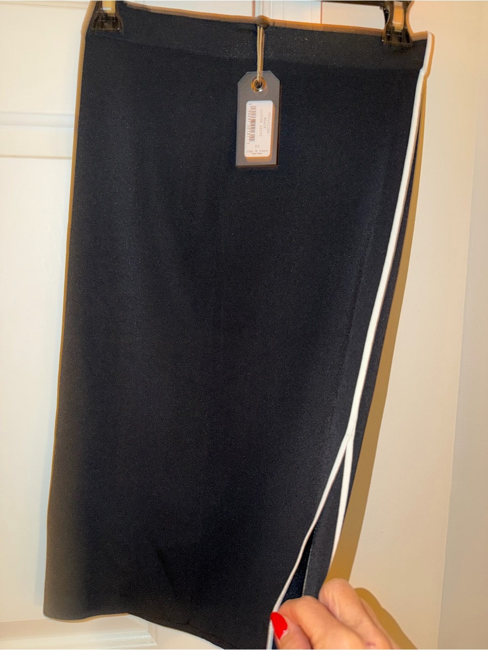 rag & bone Black Pencil Skirt with White Side Piping